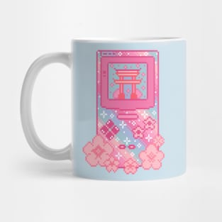 Cherry Blossom Handheld Pixel Art Mug